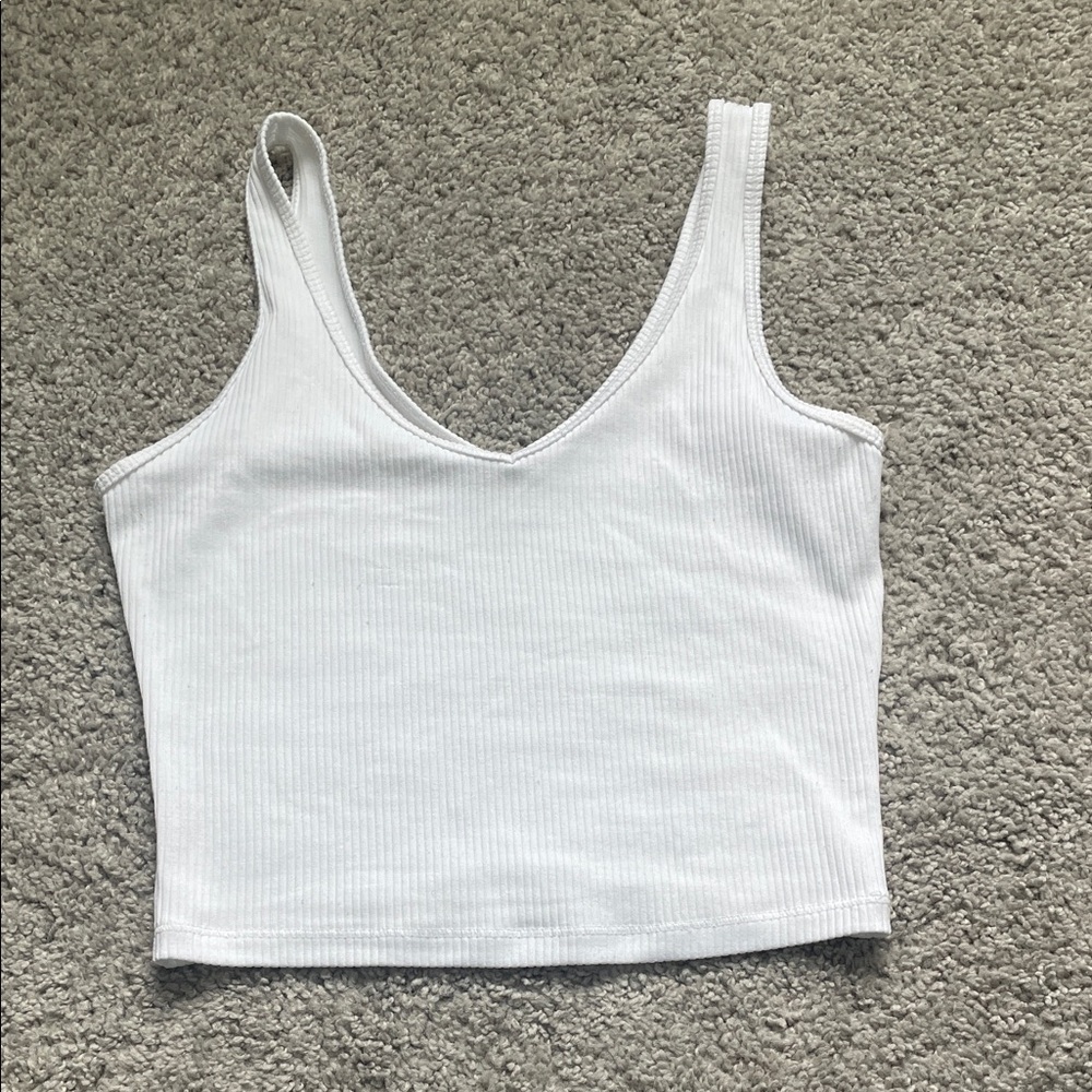 Women's White Ribbed Tank Top